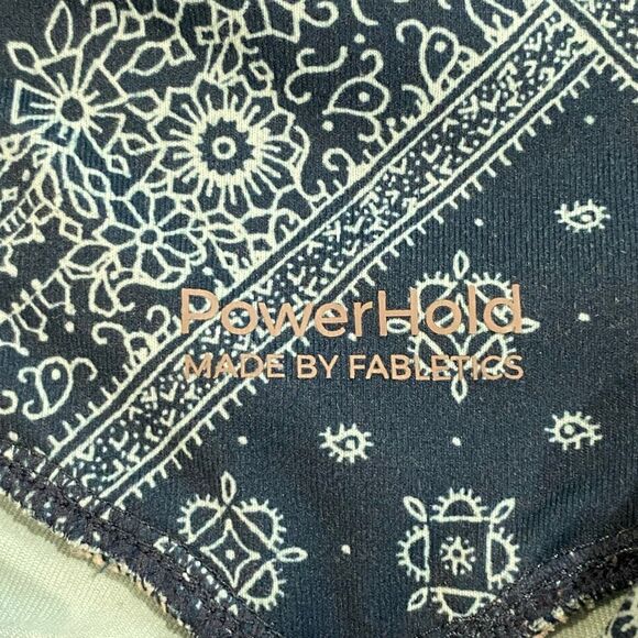 Fabletics PowerHold Blue Paisley Print Leggings Women’s High Waisted Compression - Picture 3 of 9
